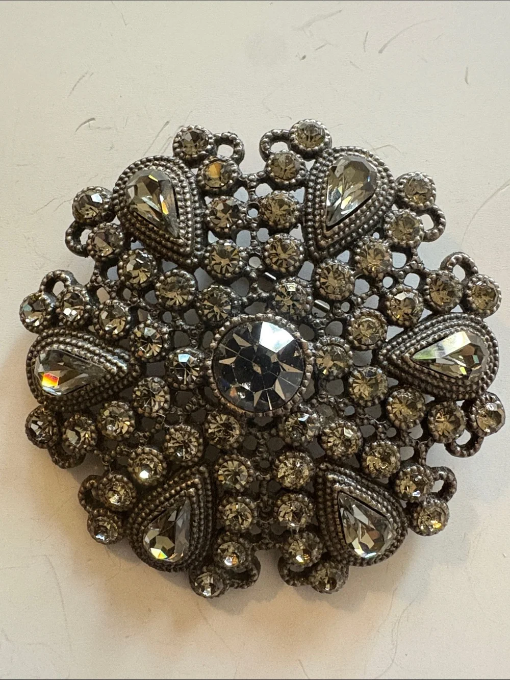 Vintage-Inspired Clear Crystal Floral Brooch - Women's Accessories